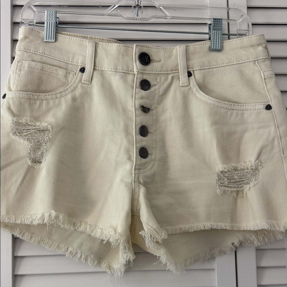 Kut from the Kloth Cream Button-Fly Jean Shorts